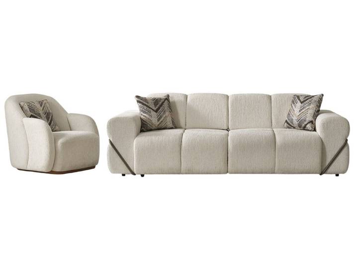 Villa Möbel Polstergarnitur Nara, (2-tlg. Set, Set besteht aus: 3-Sitzer + Sessel), Sofa für Wohnzimmer mit Platz für Familie und Gäste