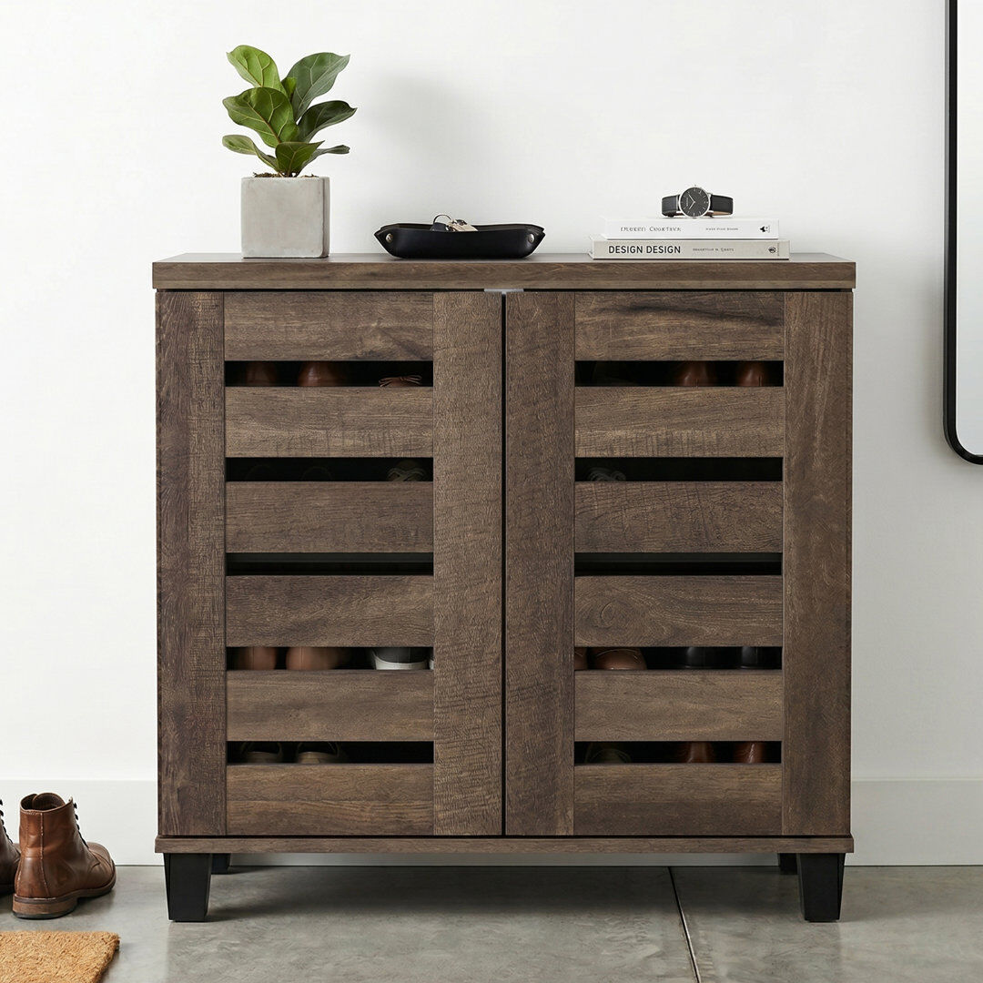 Blue Elephant Lismore 2 Door Shoe Storage Cabinet Dark Dusty Oak 12