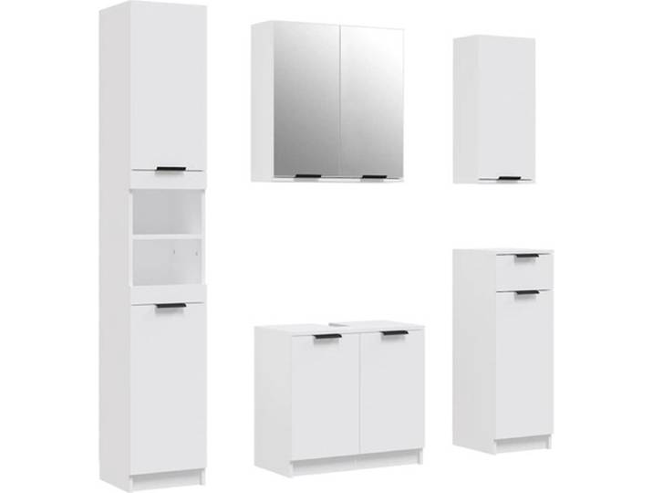 vidaXL - 5-delige - Badkamerkastenset - bewerkt - hout - wit