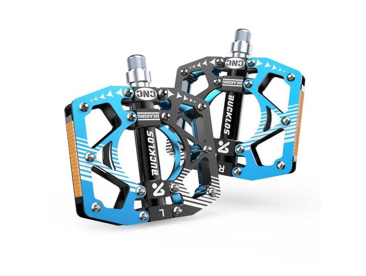 Fahrradpedale Aluminium CNC Schwarz-Blau mit Anti-Rutsch Pins, Metall, 10x1.5x12.2 cm, Freizeit & Co, Sport & Fitness, Fahrräder, Fahrradzubehör