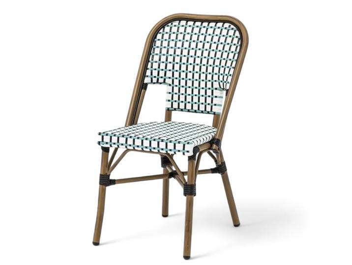 Chaise de terrasse BASTILLE - Tressage bleu blanc noir