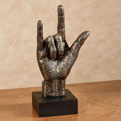 Touch of Class I Love You Table Sculpture Bronze , Bronze