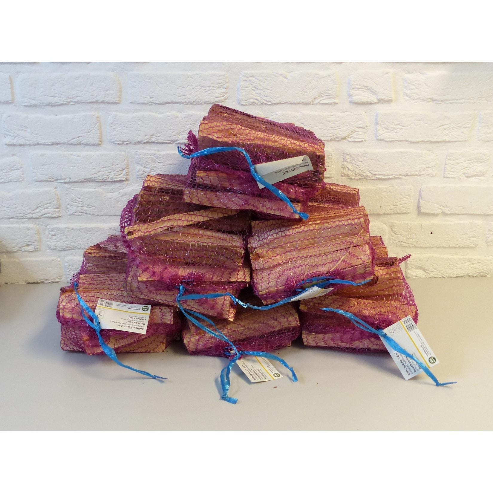 Anfeuerholz 6 x 3 kg Nadelholz – Ofentrockenes Anzündholz in Netzen für Kamin und Ofen