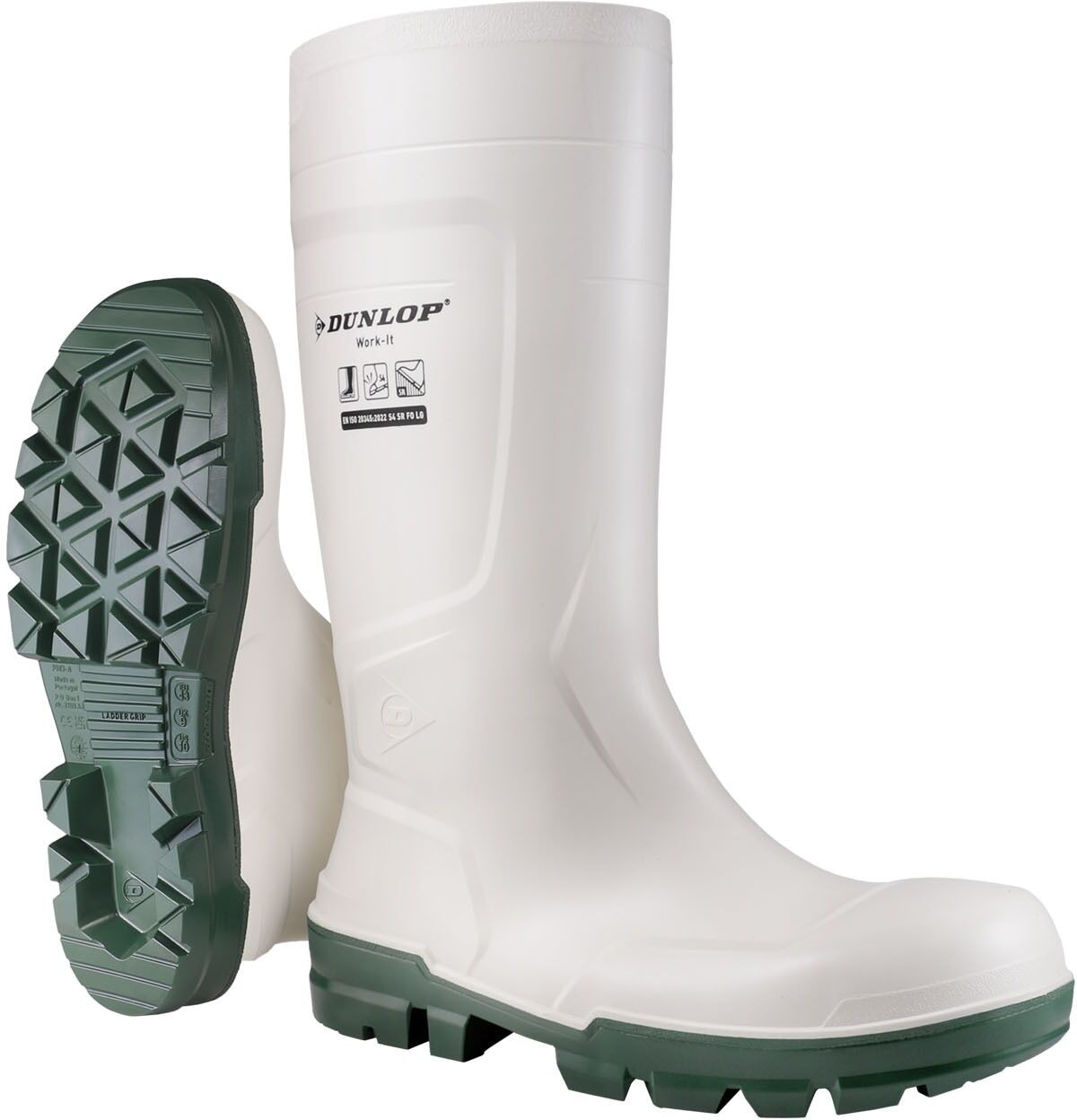 Stiefel DUNLOP "Work-It" Gr. 43, weiß, 43, Obermaterial: 100% PVC PVC., Schuhe, Stiefel