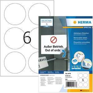 Herma Special 4478 Etiketten weiß Ø 85 mm ablösbar, 600 Stück