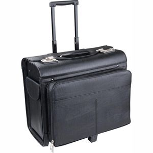 Alassio Pilotenkoffer San Remo 45030, schwarz, 25 Liter, mit Laptopfach 17'', 2 Rollen & 2 Zahlenschlössern, Kunstleder