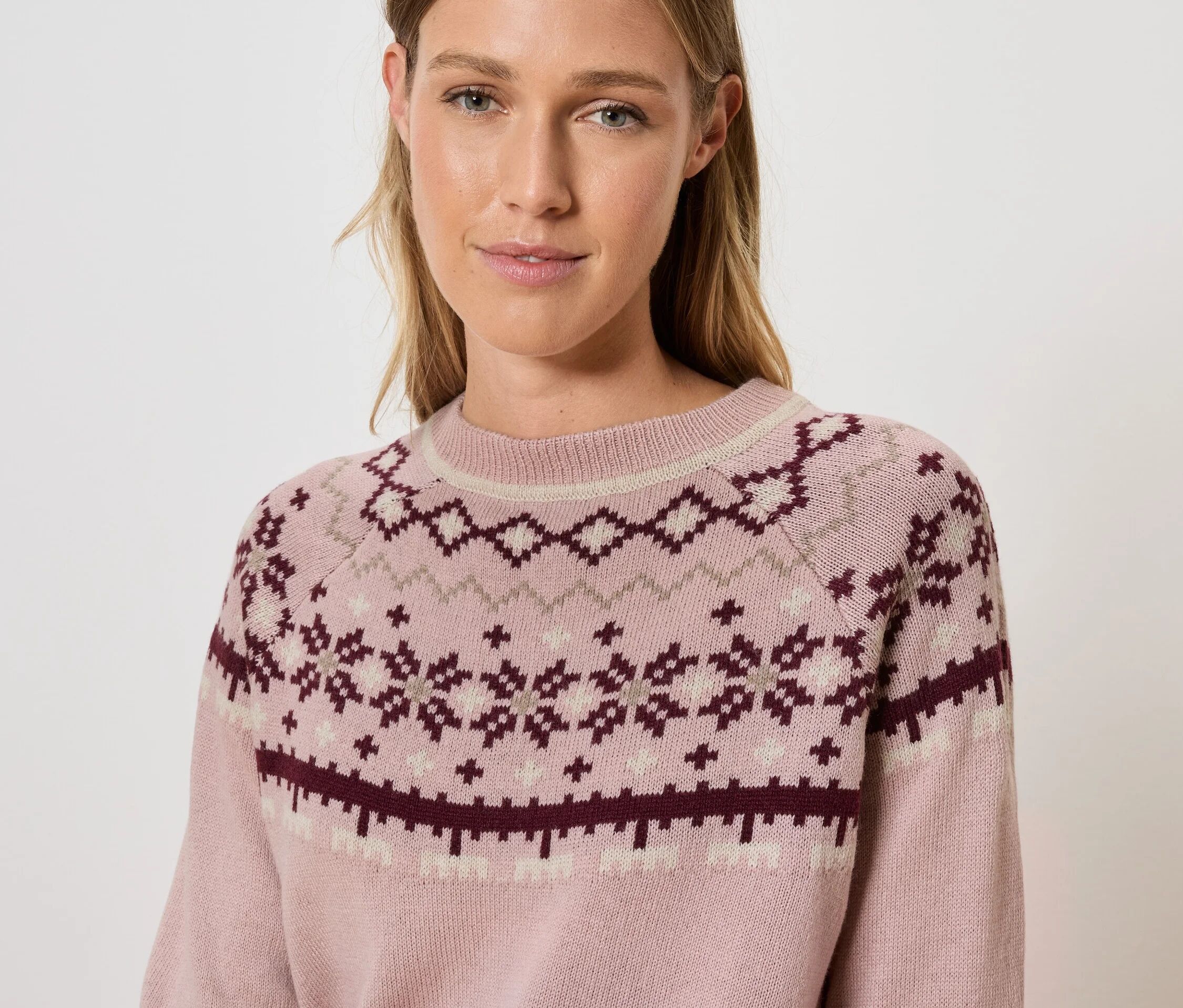 Tchibo - Norweger-Strickpullover - Damen - Gr. S - weiß/jacquard