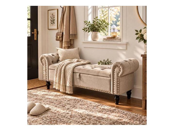 LuxusKollektion Truhenbank Sitzbank mit Stauraum 70L Braun