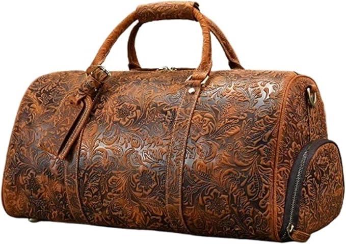 Herren-Reisetasche aus Leder, geprägtes Design, Vintage, große Kapazität, Reisetasche, Reisetasche, Reisetaschen, 2, Einheitsgröße