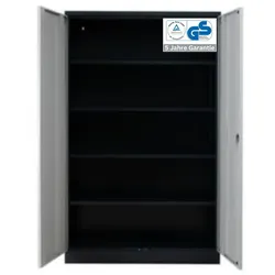 PROREGAL Stahlschrank BEE mit 7 lackierten Fachböden | HxBxT 195x120x42cm | Anthrazit-Grau | Werkstattschrank Werkzeugschrank Aktenschrank