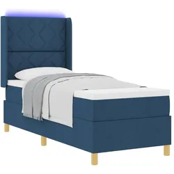 vidaXL, Boxspringbett, LED Boxspringbett mit Matratze Blau 80x200 cm Stoff (80 x 200 cm)