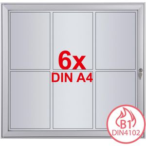 Showdown-Displays Schaukasten S-Linie, B1, außen, 6 x A4, magnetisch, abschließbar, schwer entflammbar