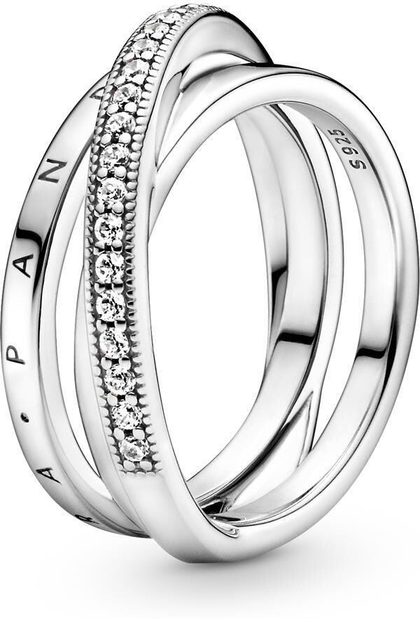 PANDORA 925er Silberring für Damen, dreifach gekreuzt