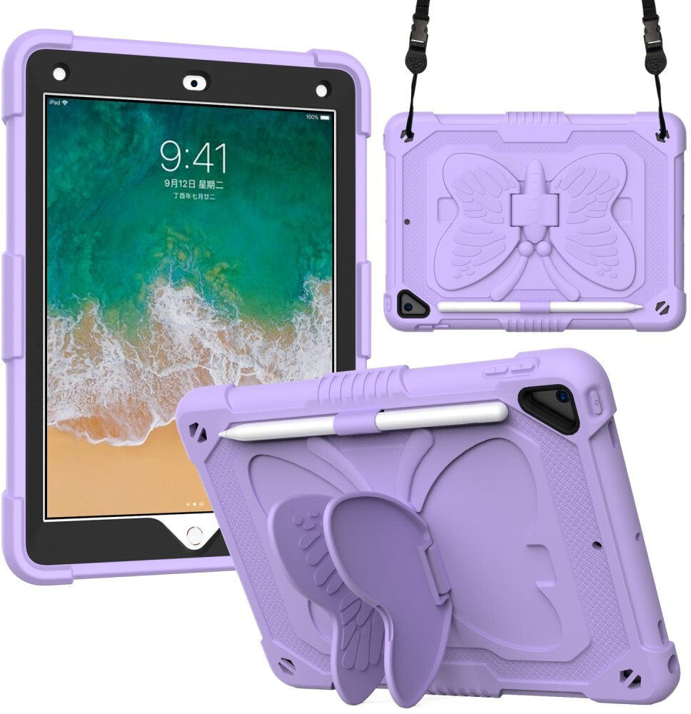 TABLETCOVERS.DK iPad (2018) / iPad (2017) / iPad Air 2 Børne Cover - Butterfly Kickstand Cover - Lilla