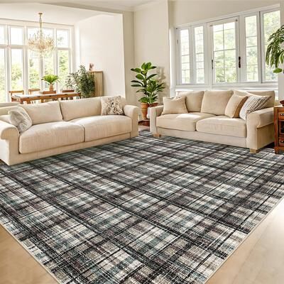 Garvee Timeless Check Washable Area Rug