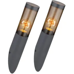2x Außenwandleuchte Wandlampe Außenleuchte Rauch Anthrazit Edelstahl H 40 cm