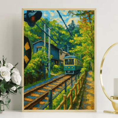 Inspire Picks Tokyo Rainy Night Railway Canvas Print Retro Japanese Cityscape Wall Art Decor 9 50x75cm No Frame