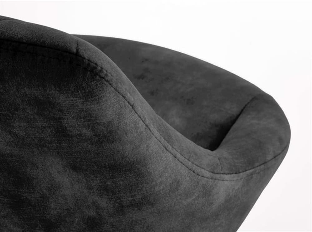 MSO Tabouret de bar en velours de polyester noir Noir 48x78x53cm