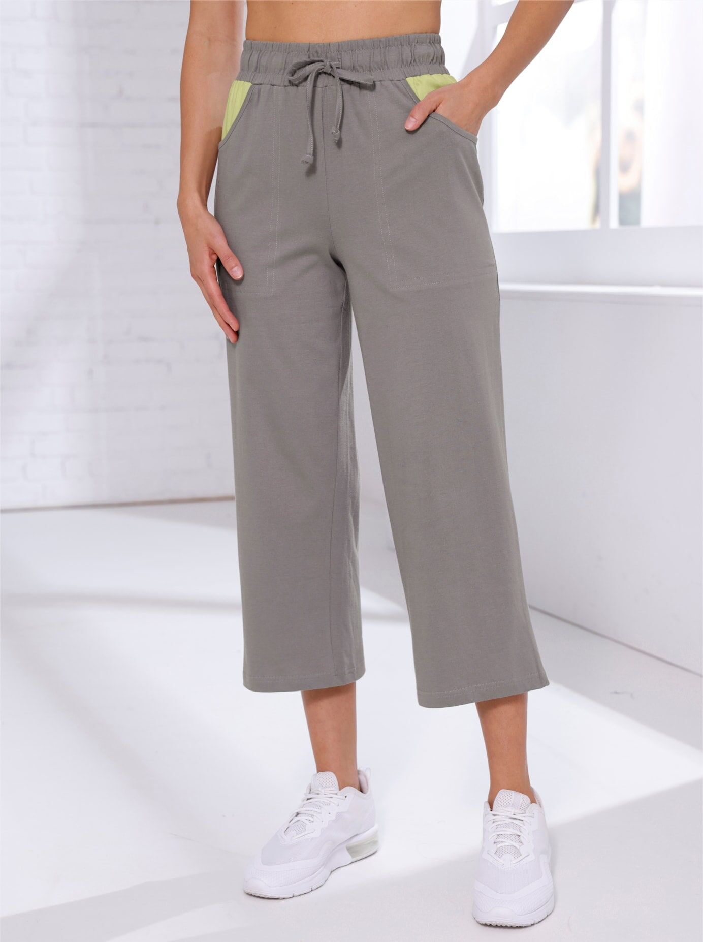 7/8-Hose, Damen, Gr. 38, Normalgrössen, grau, 100% Baumwolle, unifarben, Hosen 7/8-Hose grau 38, Normalgrössen