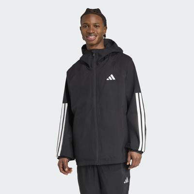 Trainingsjacke ADIDAS SPORTSWEAR "ESSENTIALS CLIMAPROOF 3-STREIFEN", Herren, Gr. M, schwarz, Obermaterial: 100% Polyester, Jacken Trainingsjacke