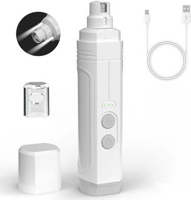 Happy Pet Pantry Quiet Rechargeable Pet Nail Grinder With LED Light For Dogs & Cats white