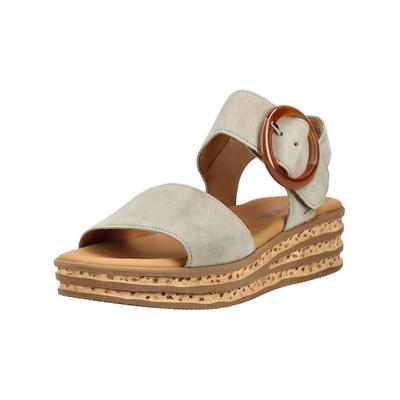 Keilsandalette GABOR "Gabor Sandalen Leder", Damen, Gr. 40,5, beige (grün), Leder, Schuhe