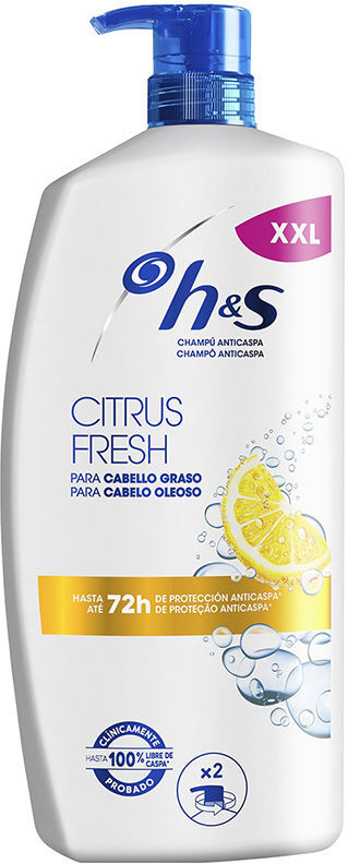 Head & Shoulders Shampoing antipelliculaire H&S Citrus Fresh pour cheveux gras, flacon de 1000 ml