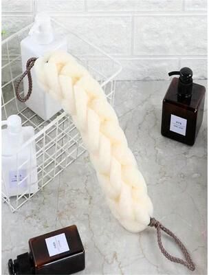 Discount Dollar Deals Braided Mesh Back Scrubber With Rope Handle, Long Reach Exfoliating Body Sponge For Shower And Skin Care white