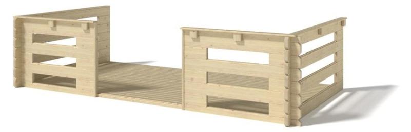 Veranda zum Gartenhaus 4x2m - Farbe Holz
