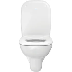 Duravit D-Code WC-Sitz Compact, Bügelbefestigung, mit Scharnieren aus Edelstahl, 360 × 430 × 40 mm, Weiß hochglänzend, 0067310099
