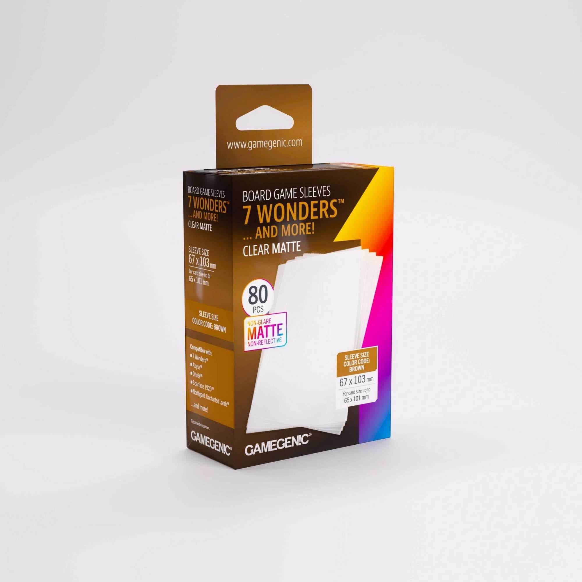 Gamegenic Board Game Sleeves for 7 Wonders, Clear Matte Finish, 80 ct.