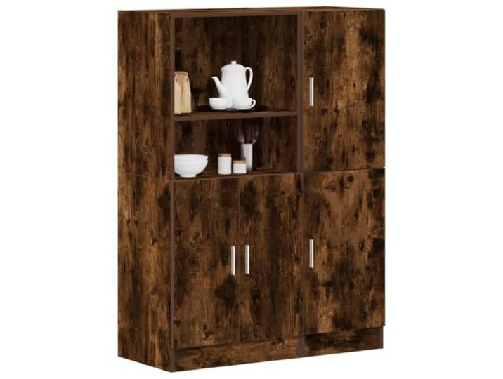 KTHLBRH Küchenmöbel-Set, 2-teilig, Eiche Rauch, aus Spanplatte mit verstellbaren Türen und großem Stauraum, für professionelle Küche und Haushalt