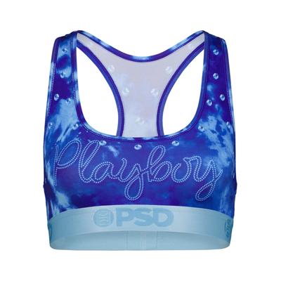 Sport-BH PSD "PSD ICY BUNNY POP SB", Damen, Gr. M, Cup 0, blau (multi), 88% Polyester, 12% Elasthan, BHs Sport-BH