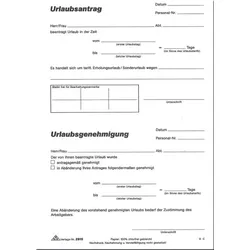 RNK Urlaubsantragblock 50 Blatt schriftliches Gesuch für Tarif-