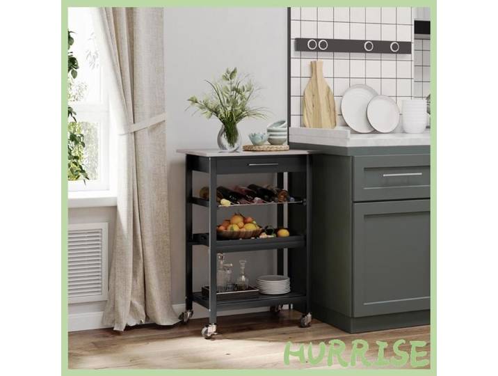 Cocosity Chariot De Service Desserte De Cuisine Table Roulantes Avec Étagère Rangement Bouteille 60L X 40L X 85H Cm Plateau En Aci