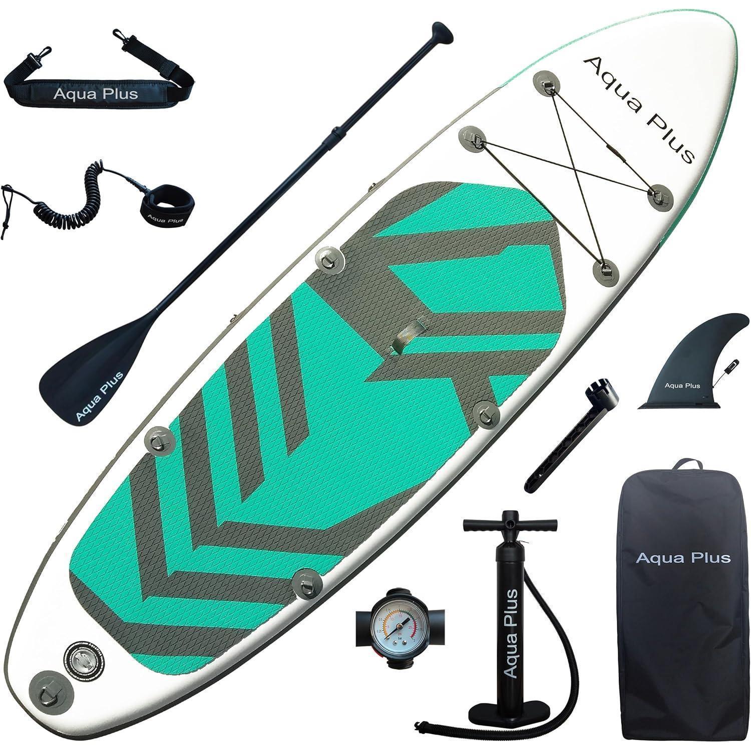 Aufblasbares SUP-Board 335x83x15 cm wassergrau Komplettpaket mit Paddel und Pumpe