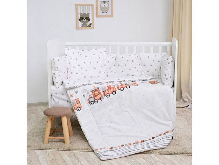 LORELLI Babybettwäsche 2080008 5-teilig 140 x 70 cm, Baumwolle, 5 teilig, Nestchen, Bettlaken, Baumwollbezüge, Reisebett geeignet, Zugluftschutz