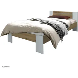 HTI-Living, Bett, Futonbett 140 x 200 cm Weiss/Artisaneiche (140 x 200 cm)