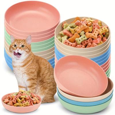 Uplift Picks 4 Piece Shallow Cat Bowls Non Slip Feeding Plates 4 Piece Shallow Cat Bowls Non Slip Feeding Plates
