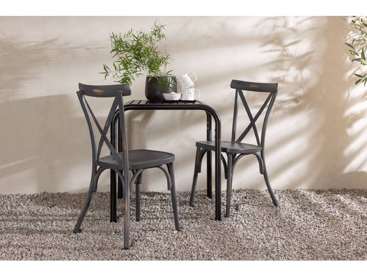 Garten Cafegruppe Olivio – 3 teiliges Set in Dunkelgrau - Dunkelgrau - Luxusbetten24