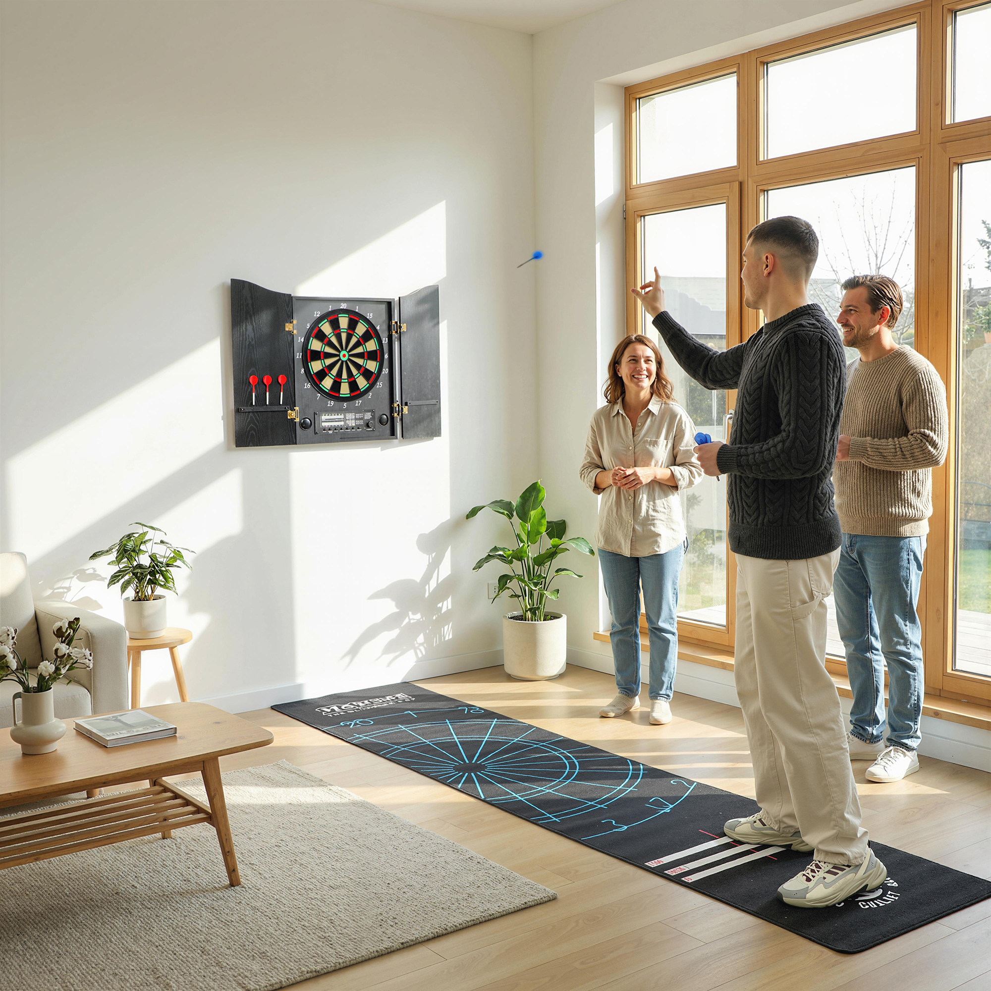 Sportnow Bersaglio Freccette Elettronico con Porte in Effetto Legno, Display LED, Annunci Vocali, 6 Freccette e 24 Punte di Ricambio   Aosom Italy