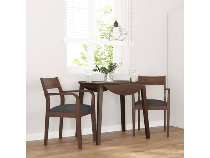 KTHLBRH Esszimmerstühle mit Kissen 2 STK Braun Massivholz Gummibaum 2 Stk, Gummibaum-Massivholz, braun, mit Kissen, ergonomische Rückenlehne, vielseitig einsetzbar
