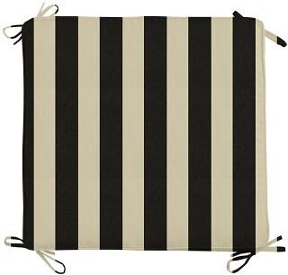 Replacement Ottoman Cushion with Zipper - 24x23 - Box Edge, Canopy Stripe Black/Sand Sunbrella - Ballard Designs