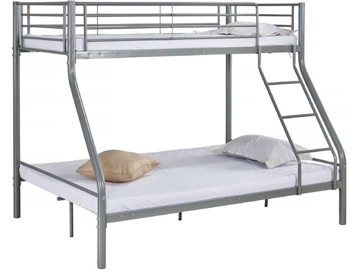Lit superposé en métal Leo Sommiers inclus - 90/140 x 190 cm - Gris