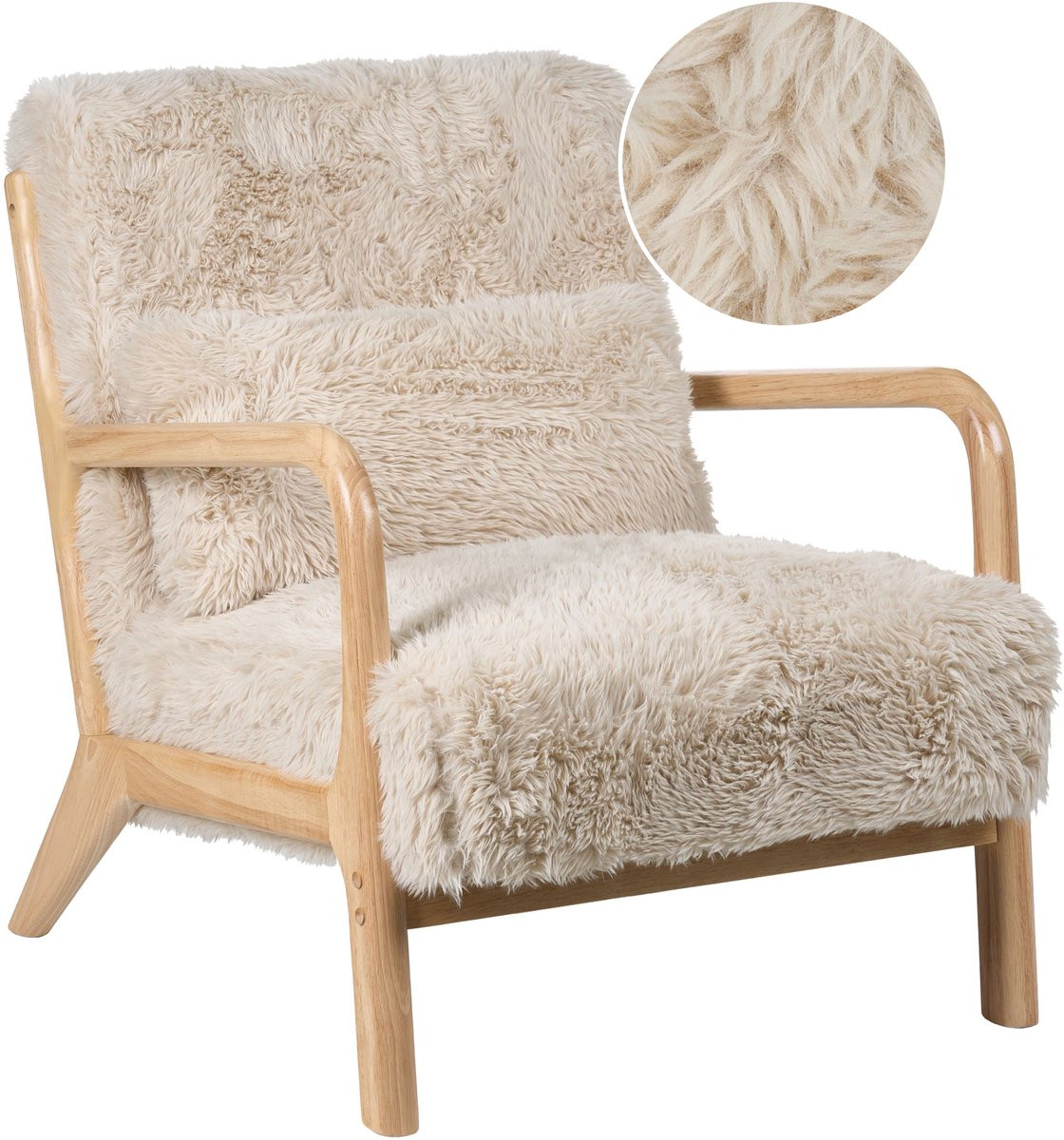 Beliani SKOVDE Fauteuil - Lichtbeige - Kunstbont - Retro stijl