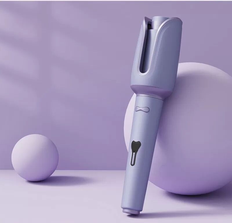 INF Automatische Lockenstab - 32mm Keramik Rotierender Lockenstab mit Einstellbarer Temperatur Violett