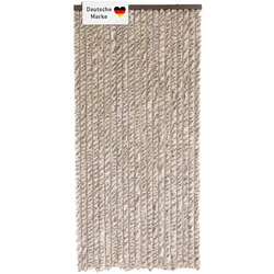 Lemodo Flauschvorhang 90x200cm beige-braun-weiß meliert, Fliegenschutz, Türvorhang Wohnwagen