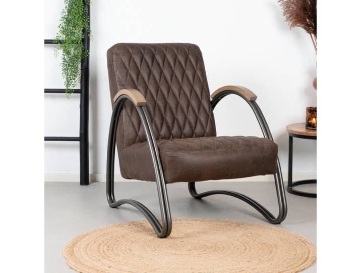 Fauteuil Industriel Ivy - Bronx71 - Cuir Brun - Salon - Livré monté - Adulte
