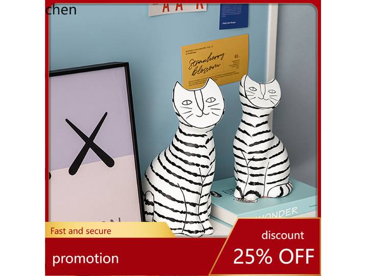 HT résine artisanat petit chat ornement modèle chambre salon meuble TV entrée décoration mignon Animal affichage