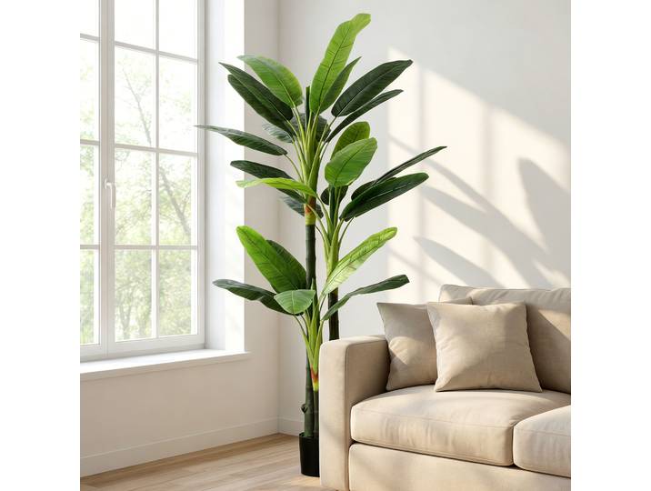 HOMCOM Bananier Artificiel 180cm 18 Feuilles Vert